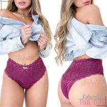 Kit 05 Calcinha Cinta Feminina Cós Alto Reforçada Com Renda