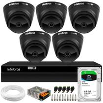 Kit 05 Câmeras Intelbras VHD 1220 Dome Black Full HD 1080p, Lente 2.8mm, Visão Noturna 20m