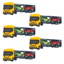 Kit 05 Caminhões de Brinquedo Mini Cegonheira c/10 Carrinhos