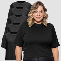 Kit 05 Camiseta Feminina Plus Size Lisa 100% Algodão Gola Redonda Manga Curta G1 A G3