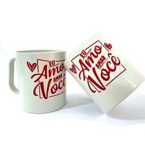 Kit 05 Canecas Plástico 450ml Eu Amo Amar Você p/ Namorados