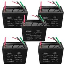 Kit 05 capacitor polipropi 4 6 x450v - 3fios quadrado cbb61