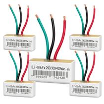 Kit 05 capacitor ventilador 07 09x400v 3fios quadrado