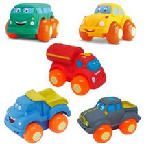 Kit 05 Carrinhos Soft Cars Mordedor Para Bebe Divertoys Brinquedos