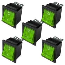 Kit 05 chave gangorra 16a 4polos on-off verde Kit 05 chave gangorra 16a 4polos on-off verde