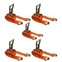 Kit 05 Cintas de Amarração Laranja 9m 3 Ton + Ganchos J e Catracas Gancho J Fixação de Transporte e Caminhão Kit 05 Cintas de Amarração Laranja 9m 3 Ton + Ganchos J e Catracas Gancho J Fixação de Transporte e Caminhão