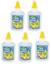 Kit 05 Cola Liquida Branca 40g Escolar Escritório Lavável - New Magic Kit 05 Cola Liquida Branca 40g Escolar Escritório Lavável - New Magic