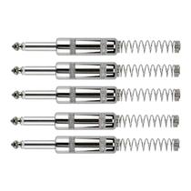 Kit 05 Conectores P10 Mono Rabicho Mola Espiral Niquelado