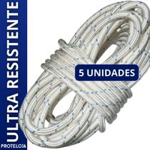 Kit 05 Corda Poliamida 12mm Nr18 trava quedas Trabalho em Altura 10 Metros