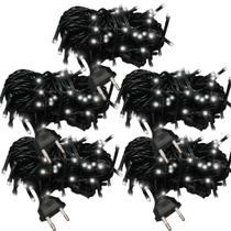 Kit 05 cordao 100led branc frio estrobo tom m/mf 220v extern