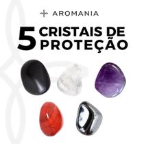 Kit 05 Cristais Rolados Citrino, Quartzo Rosa, Hematita, Ametista e Jaspe Vermelha