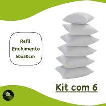 kit 05 Enchimento Refil de Silicone Para Almofada 50x50cm