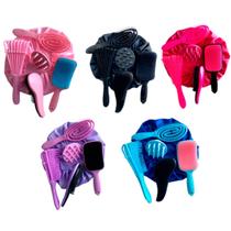 Kit 05 Escova Flex com Raquete Fashion Escova Mágica Massageador de Silicone e Touca de Cetim