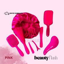 Kit 05 Escova Raquete Flex Escova Mágica e Polvo Massageador de Silicone Touca de Cetim Beauty Flash Kit 05 Escova Raquete Flex Escova Mágica e Polvo Massageador de Silicone Touca de Cetim Beauty Flash