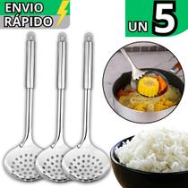Kit 05 Escumadeira Inox Profissional Resistente Escorrer Alimentos e Frituras ENVIO IMEDIATO