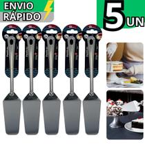 Kit 05 Espátula em Inox Para Cortar Bolo Torta Salgada Pizza Com Serra Grande Linha Recife