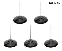 Kit 05 Espeto para Papel Comanda Preto Base Plástica - Cavia Bilhetes Bar Restaurante Comércio