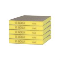 KIT 05 ESPONJA ABRASIVA AMARELA AUTOMOTIVA DUPLA FACE FINA INDASA - Cor: Amarelo KIT 05 ESPONJA ABRASIVA AMARELA AUTOMOTIVA DUPLA FACE FINA INDASA - Cor: Amarelo