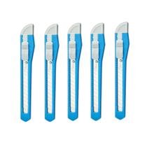 Kit 05 Estiletes Azul Estreito Plástico com Trava ES04 - Tilibra