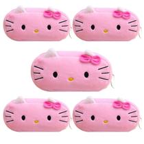 Kit 05 Estojo Escolar Fofo Hello Kitty Pelúcia Porta Lápis Canetas