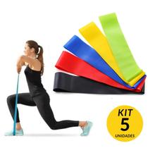 Kit 05 Faixas Elástica Fisioterapia Academia Exercício Thera