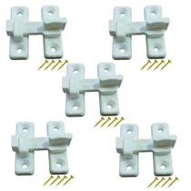 Kit 05 Fecho Plástico Para Porta Sanfonada Com Parafusos Branco