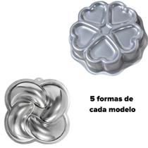 Kit 05 Formas 5 Ballerine Coração + 05 Formas Nó Aluminio