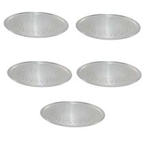 Kit 05 Formas De Pizza Abaulada nº35 C/FUROS-Alumínio Polido