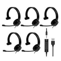 Kit 05 Headsets Usb Agem Ahx3000 Evo Mono Cancelador Ruído