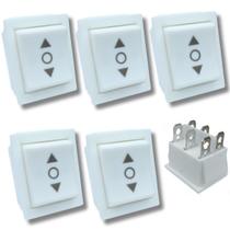 Kit 05 Interruptor Talha e Guincho Eletrico Botao Sobe Desce cor Branco