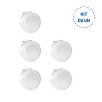 Kit 05 interruptores botão redondo de embutir Branco 3 polos Kit 05 interruptores botão redondo de embutir Branco 3 polos