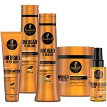 Kit 05 itens Haskell Infusão De Òleos Sh 500ml Cond Masc Leave In serum 100ml