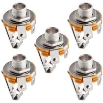 Kit 05 Jack P10 Mono 1/4" Circuito Fechado Entrada Para Fone