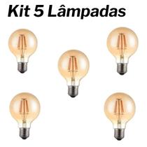 Kit 05 lampada filamento 6w led retro ambar 2300k vintage