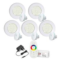 Kit 05 Led 20w Rgb Nicho Fibra Central Touch Fonte 12v
