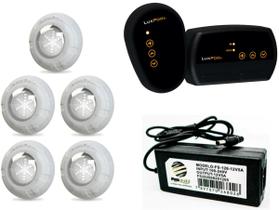 Kit 05 Led Rgb 9w Piscina Módulo Rgb Luxpool Fonte 5a