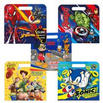 Kit 05 Livros Álbum Infantil de Colorir Pintar Meninos Personagens Disney Marvel + 68 Adesivos Tilibra Kit 05 Livros Álbum Infantil de Colorir Pintar Meninos Personagens Disney Marvel + 68 Adesivos Tilibra