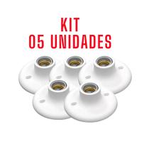 Kit 05 Luminárias Plafonier Plástico Soquete Porcelana E-27