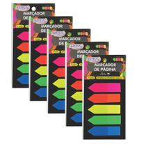 kit 05 Marcadores de Página Seta 12x44mm 05 Cores Neon 25 Folhas BRW