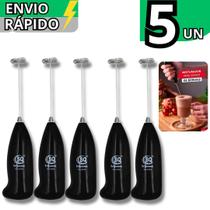 Kit 05 Mixer Misturador De Bebidas Elétrico Mini Mixer Café Leite Suco Milkshakes Portátil
