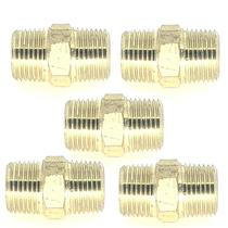 Kit 05 niple união 3/4 x 3/4 npt macho rosca cônica latão
