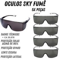 Kit 05 Óculos Proteção Segurança Sky Escuro Fume Epi