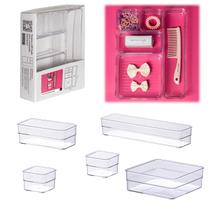 Kit 05 Organizadores Modular Diamond Em Acrílico Multiuso Gavetas E Armário Código 1965 Paramount Plásticos