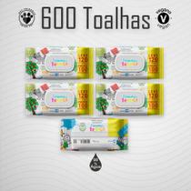 Kit 05 Pacotes Toalhas Umedecidas TURMINHA DA BAGUNÇA 120 Unidades 19X13 cm 98% Água