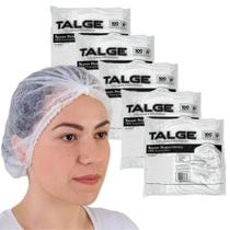 Kit 05 pacotes touca descartável tnt 20gr/m2 branca talge 05