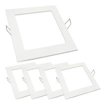 Kit 05 Painel Plafon Led Embutir Slim 15x15 12w Quadrado Branco Neutro