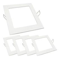 Kit 05 Painel Plafon Led Embutir Slim 15x15 12w Quadrado Branco Quente