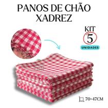 Kit 05 Panos de Chão Xadrez Vermelho 70x47cm Saco Duplo Trama Fechada Costurado Kit 05 Panos de Chão Xadrez Vermelho 70x47cm Saco Duplo Trama Fechada Costurado
