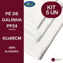 Kit 05 Panos De Prato Cozinha Branco Pé De Galinha Pp24
