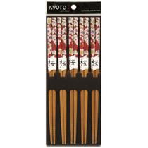 KIt 05 Pares Hashis Japonês Sushi Red Floral Bambu Yoi KIt 05 Pares Hashis Japonês Sushi Red Floral Bambu Yoi
